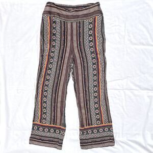 Farm Rio X Anthropologie Satin Wide Leg Pants Womens Medium Geometric Print